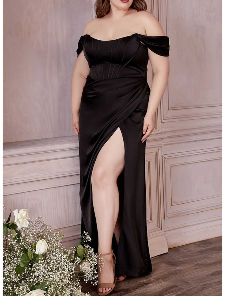 Sheath/Column Off-the-Shoulder Floor-length Plus Size Formal Dresses