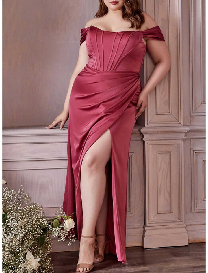 Sheath/Column Off-the-Shoulder Floor-length Plus Size Formal Dresses