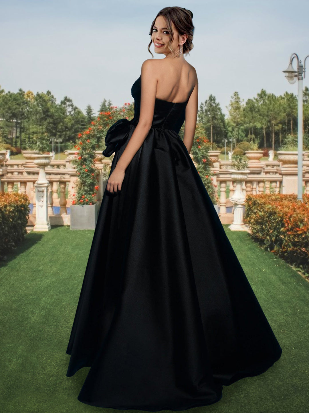 A-Line/Princess Strapless Floor-Length Evening Dresses With Split Side