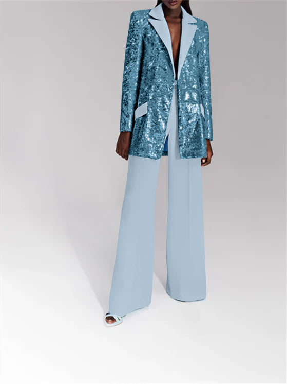 2 Pieces Evening Party Suit Jacket with Pockets & Pants