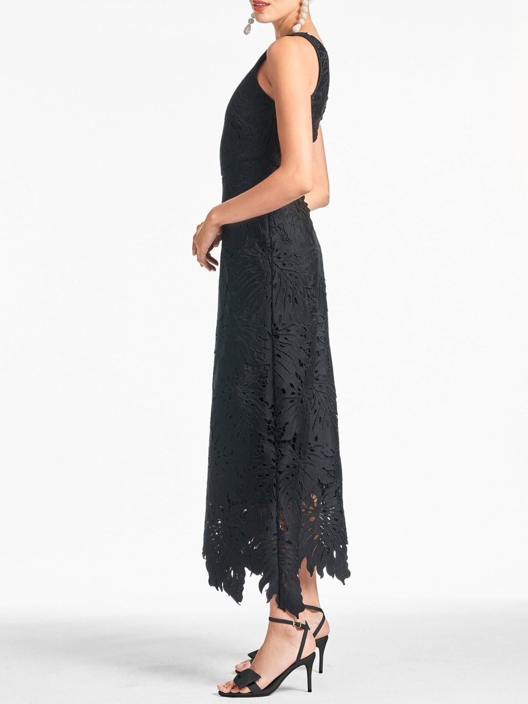 A-Line/Princess One-shoulder Sleeveless Asymmetrical Black Cocktail Dresses With Appliques Lace