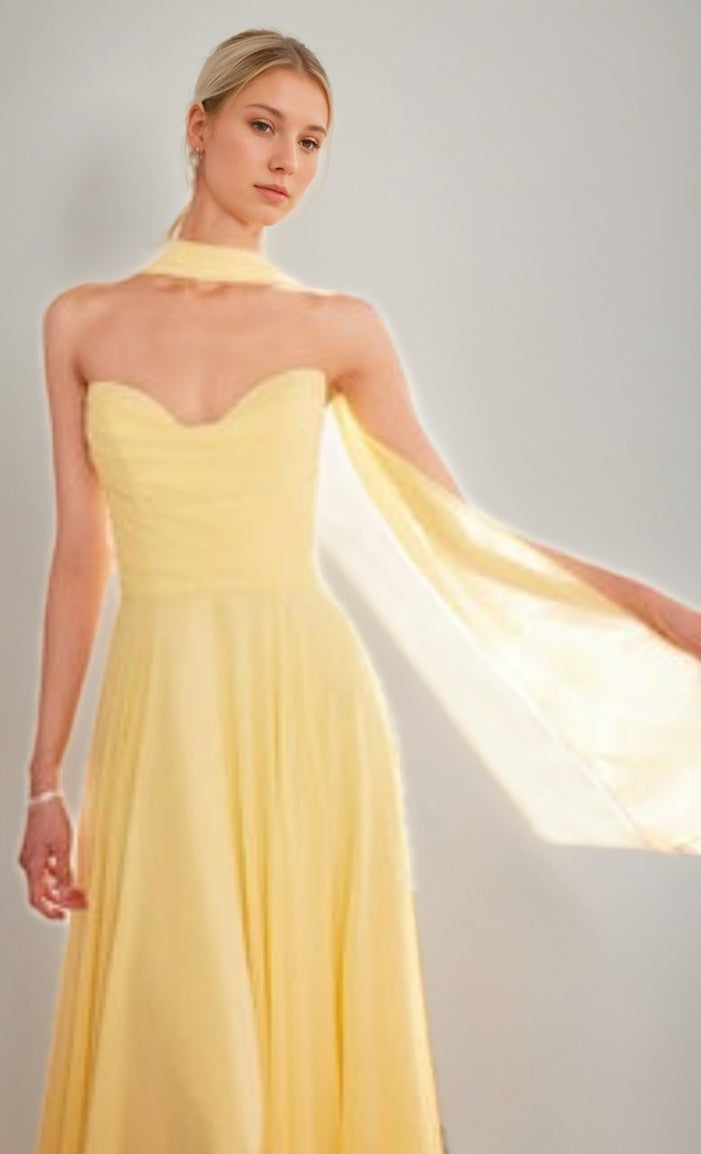 A-Line/Princess Strapless Sweetheart Backless Floor-Length Formal Dresses with Ribbon & Lace-up