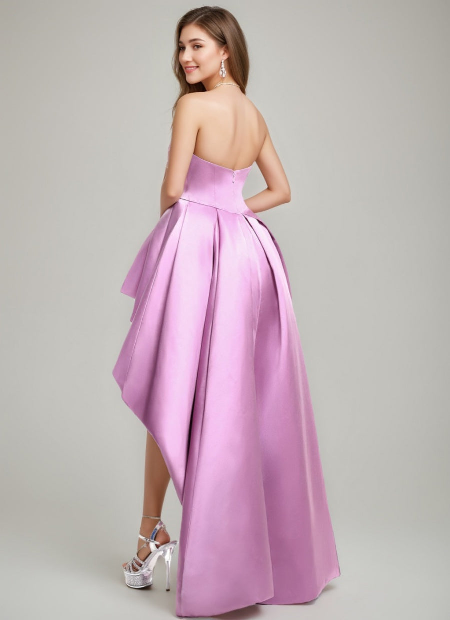 A-line/Princess Strapless Backless Asymmetrical Pleated Formal Dresses