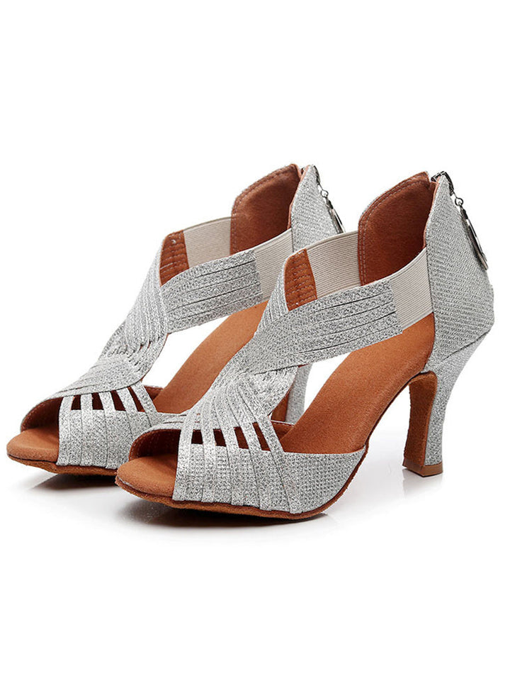 Women's Dancewear Shoes  Rhinestone Sparkling Glitter Buckle High Heel Peep Toe Bridal Shoes