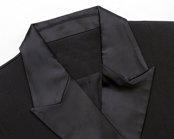 Women's Peaked Lapel Double-breasted Eight-button Lace Flared Sleeves Blazer Dresses