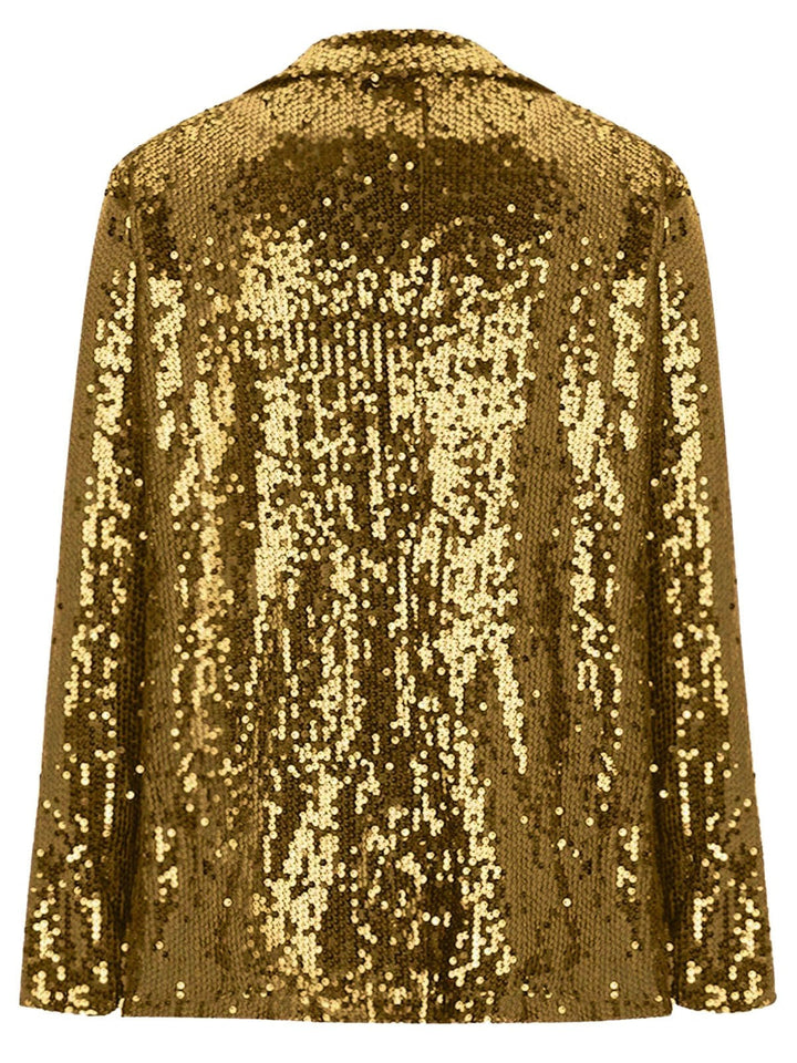 Women's Notched Lapel Sequined Long Sleeves Blazer