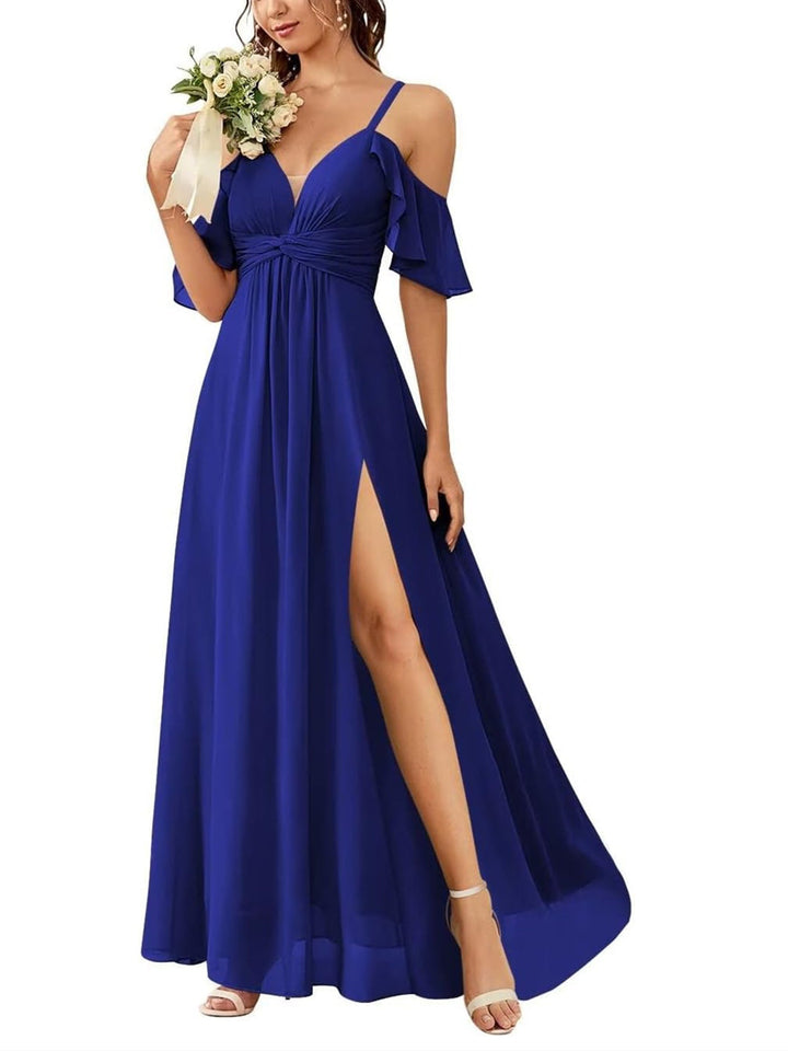 A-Line/Princess Off-the-Shoulder Floor-Length Bridesmaid Dresses with Pockets