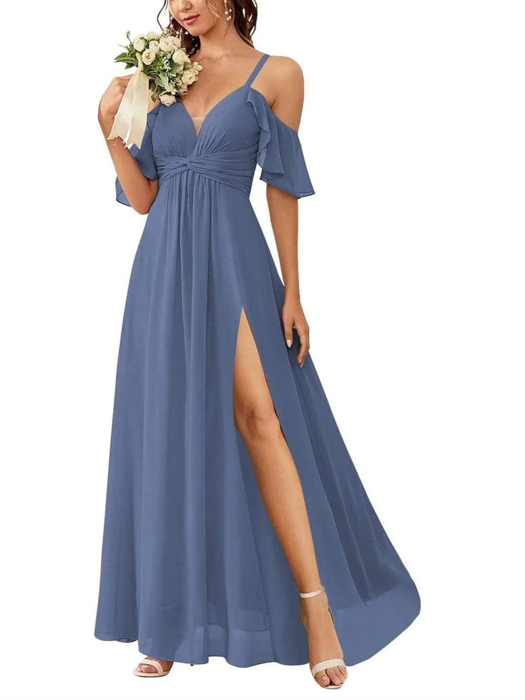 A-Line/Princess Off-the-Shoulder Floor-Length Bridesmaid Dresses with Pockets