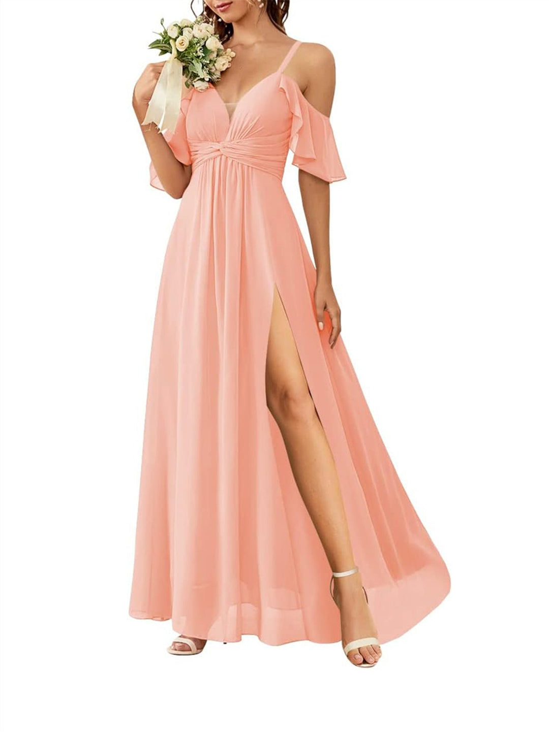 A-Line/Princess Off-the-Shoulder Floor-Length Bridesmaid Dresses with Pockets