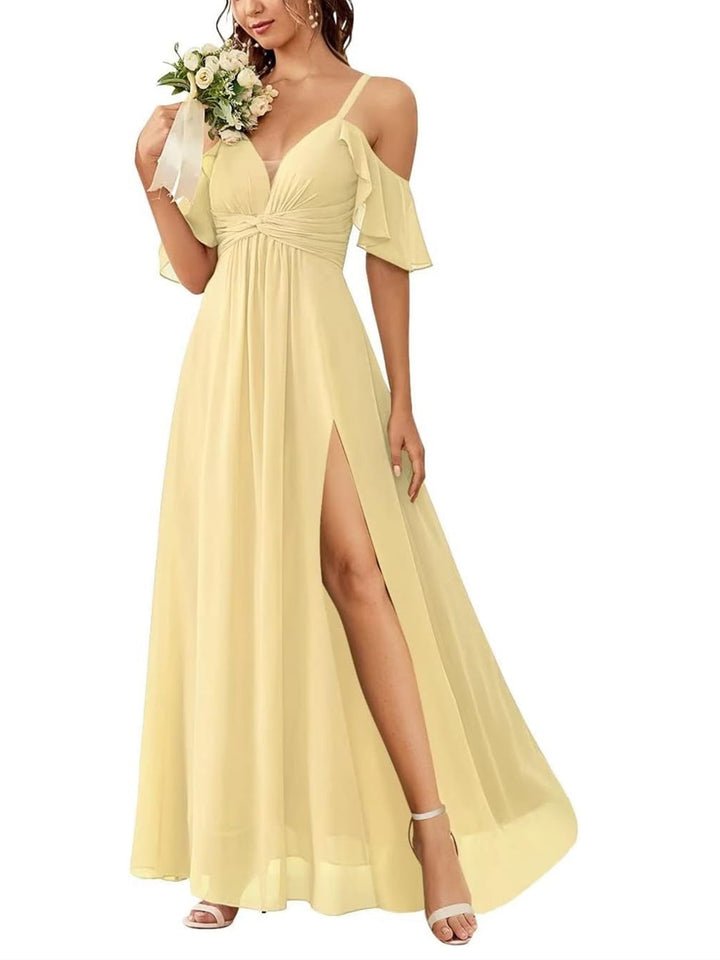 A-Line/Princess Off-the-Shoulder Floor-Length Bridesmaid Dresses with Pockets