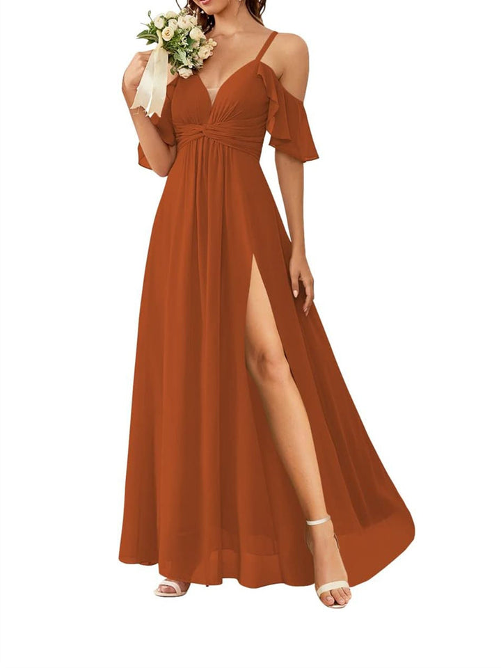 A-Line/Princess Off-the-Shoulder Floor-Length Bridesmaid Dresses with Pockets