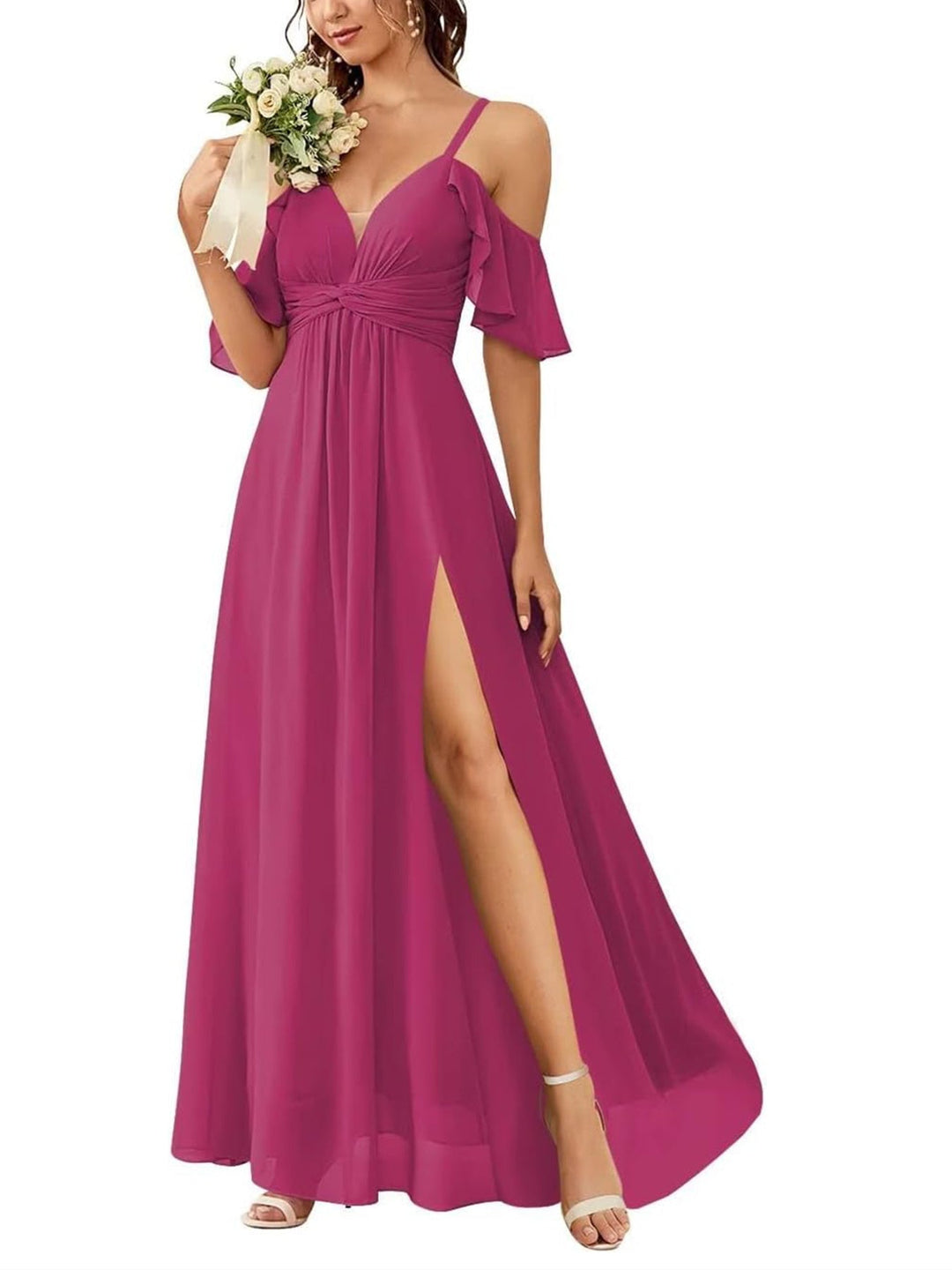 A-Line/Princess Off-the-Shoulder Floor-Length Bridesmaid Dresses with Pockets