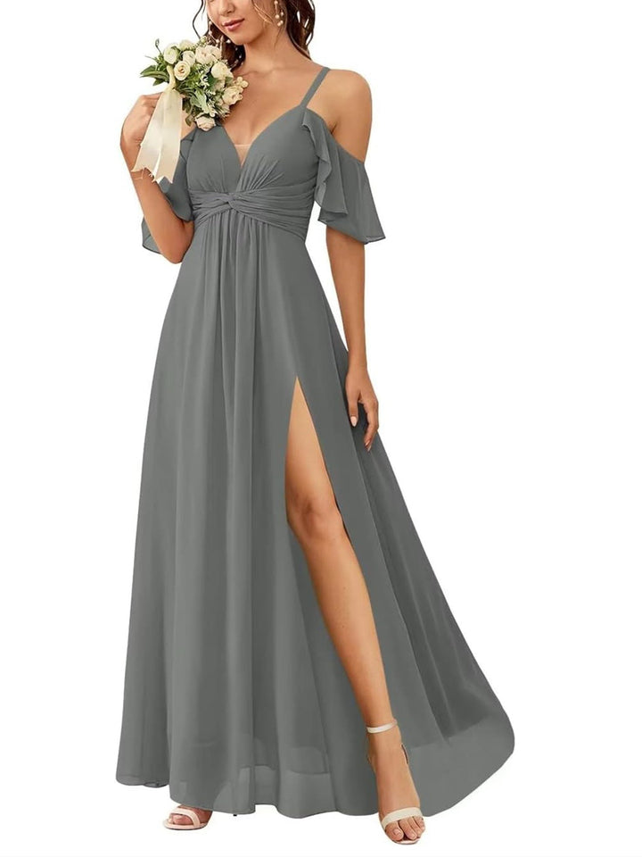 A-Line/Princess Off-the-Shoulder Floor-Length Bridesmaid Dresses with Pockets