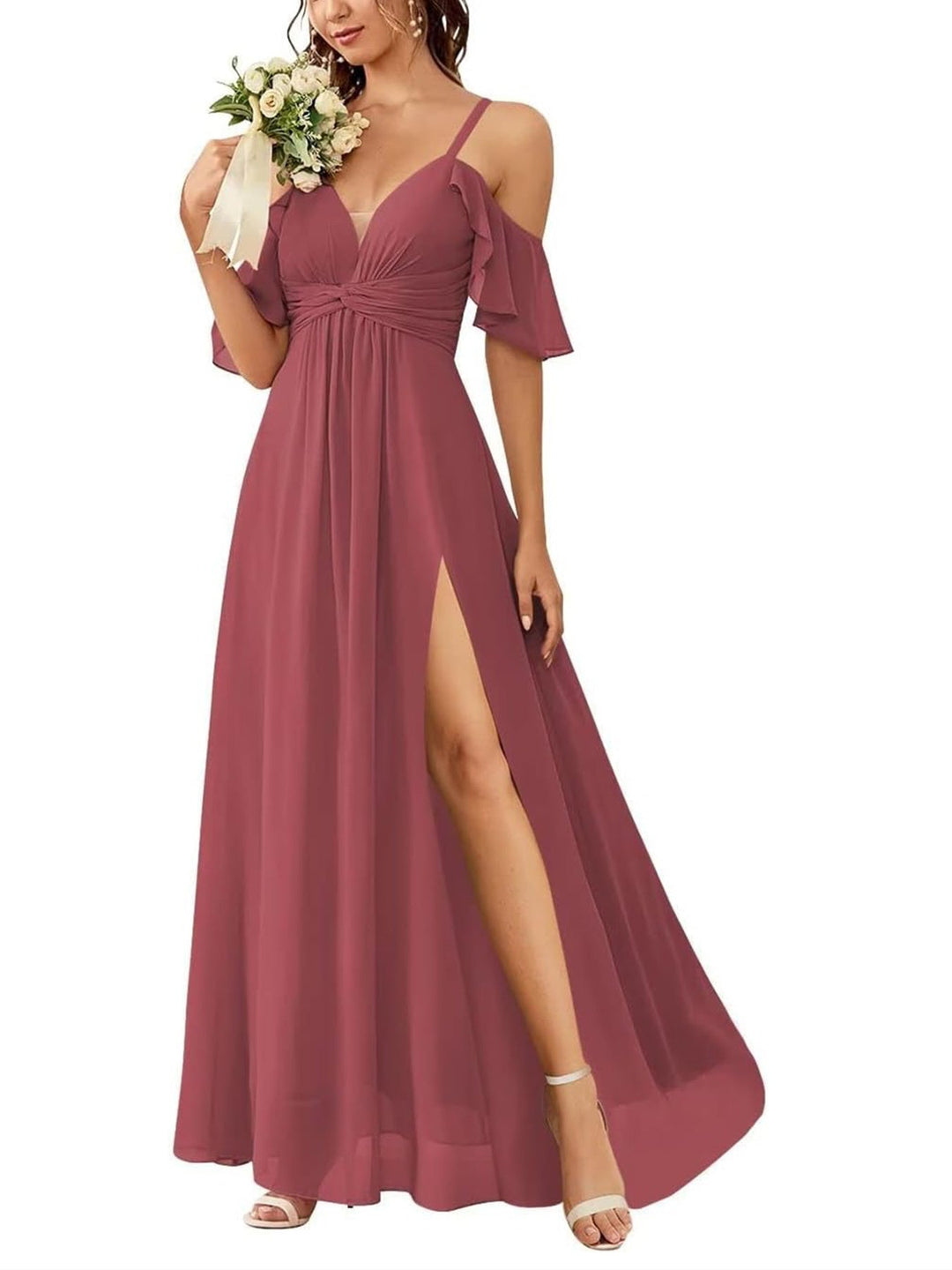 A-Line/Princess Off-the-Shoulder Floor-Length Bridesmaid Dresses with Pockets