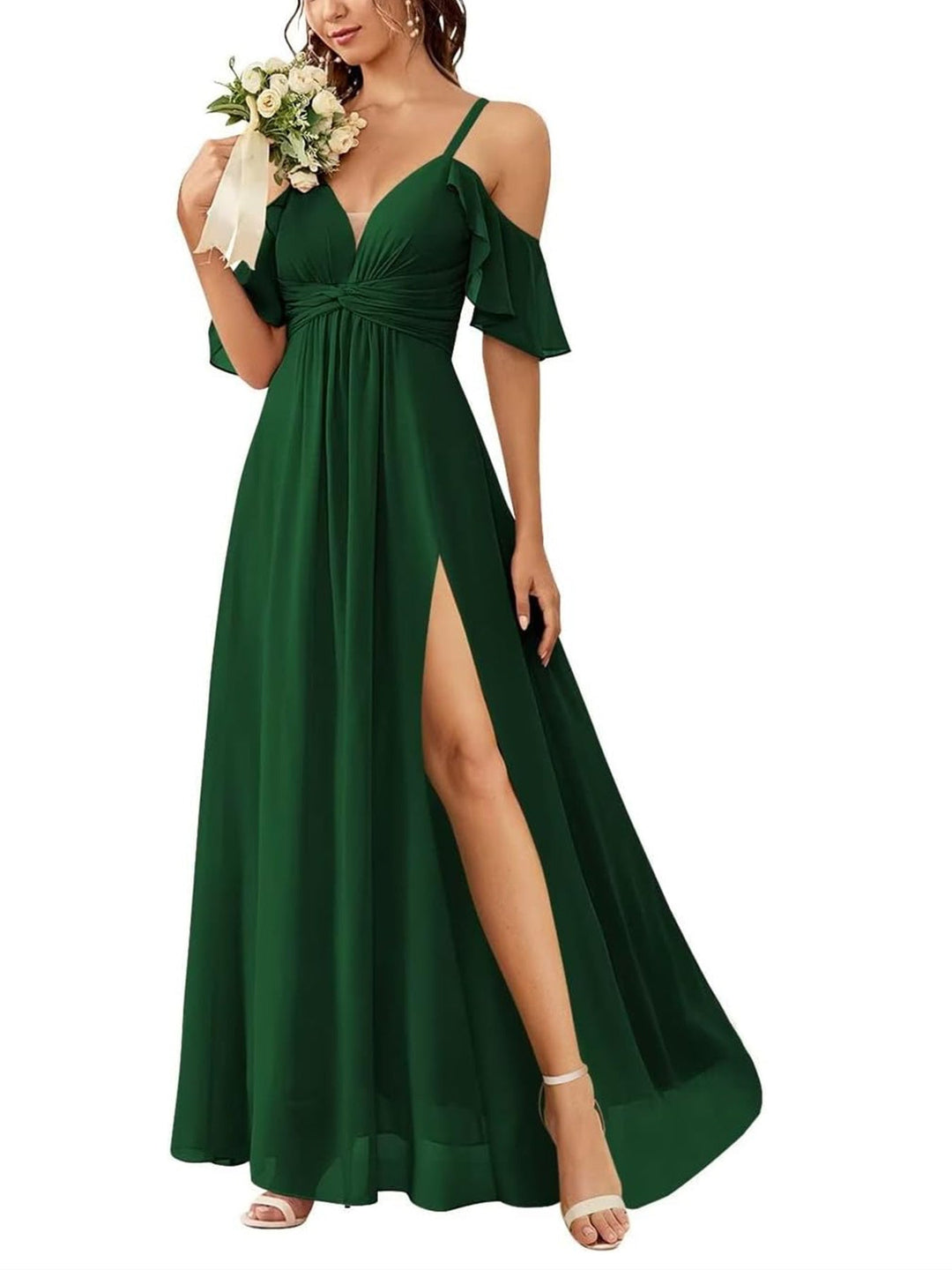 A-Line/Princess Off-the-Shoulder Floor-Length Bridesmaid Dresses with Pockets