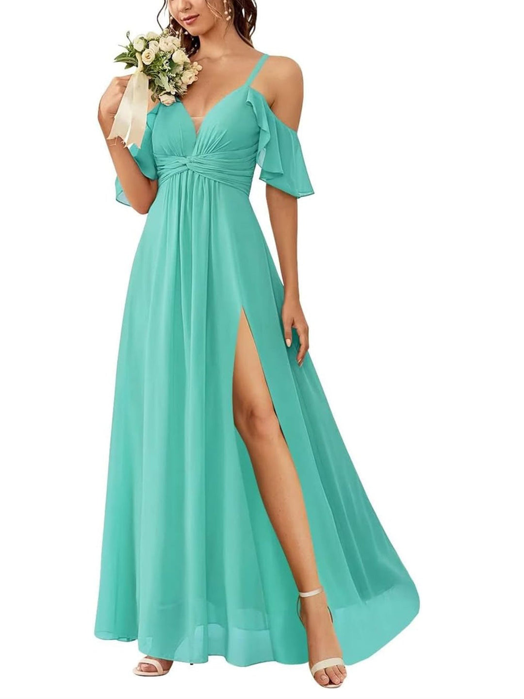 A-Line/Princess Off-the-Shoulder Floor-Length Bridesmaid Dresses with Pockets