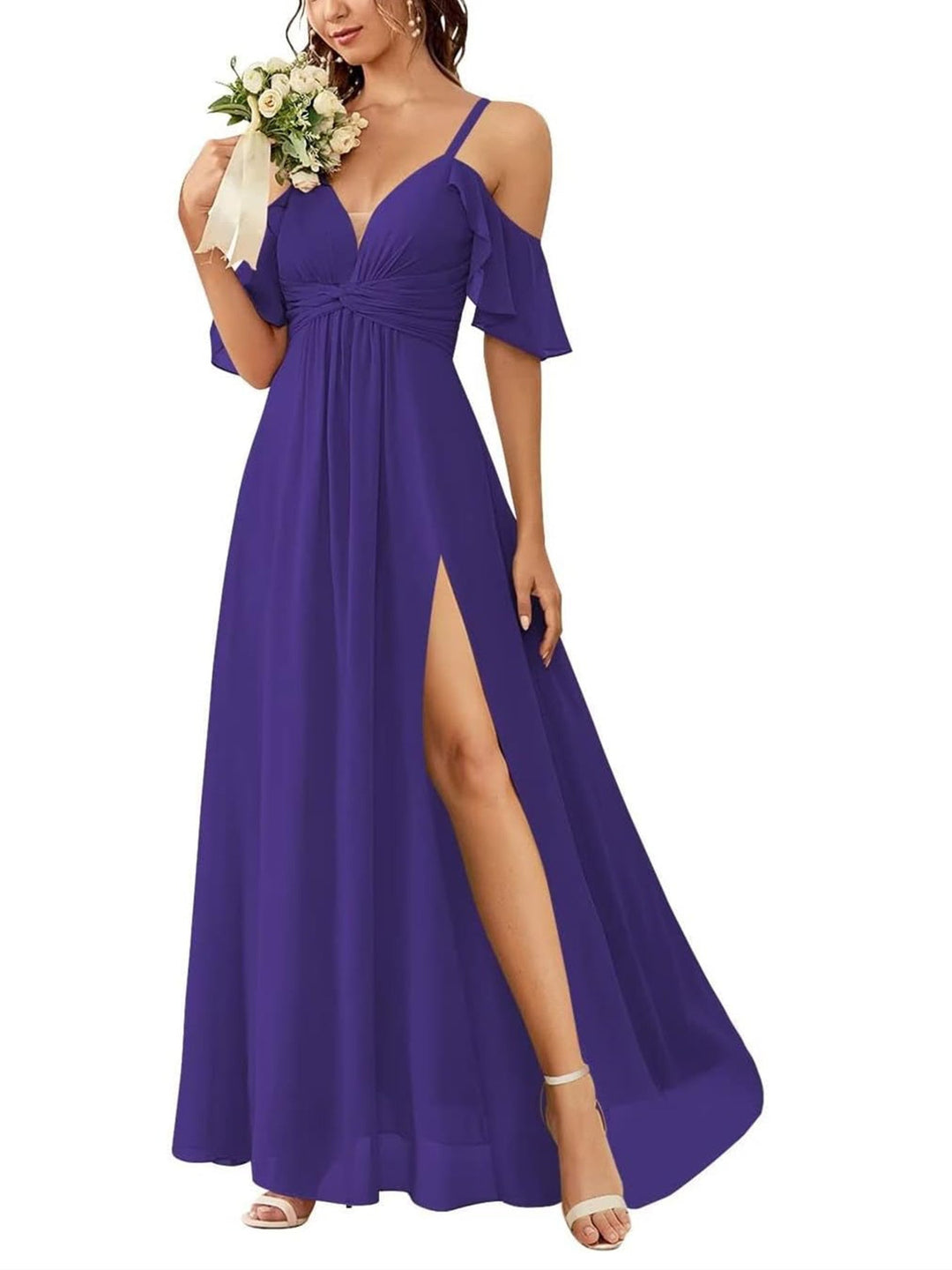 A-Line/Princess Off-the-Shoulder Floor-Length Bridesmaid Dresses with Pockets