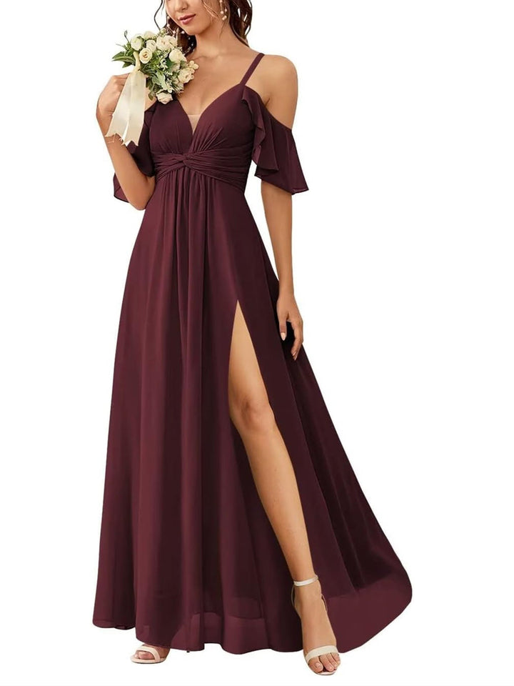 A-Line/Princess Off-the-Shoulder Floor-Length Bridesmaid Dresses with Pockets