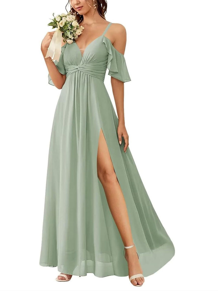 A-Line/Princess Off-the-Shoulder Floor-Length Bridesmaid Dresses with Pockets
