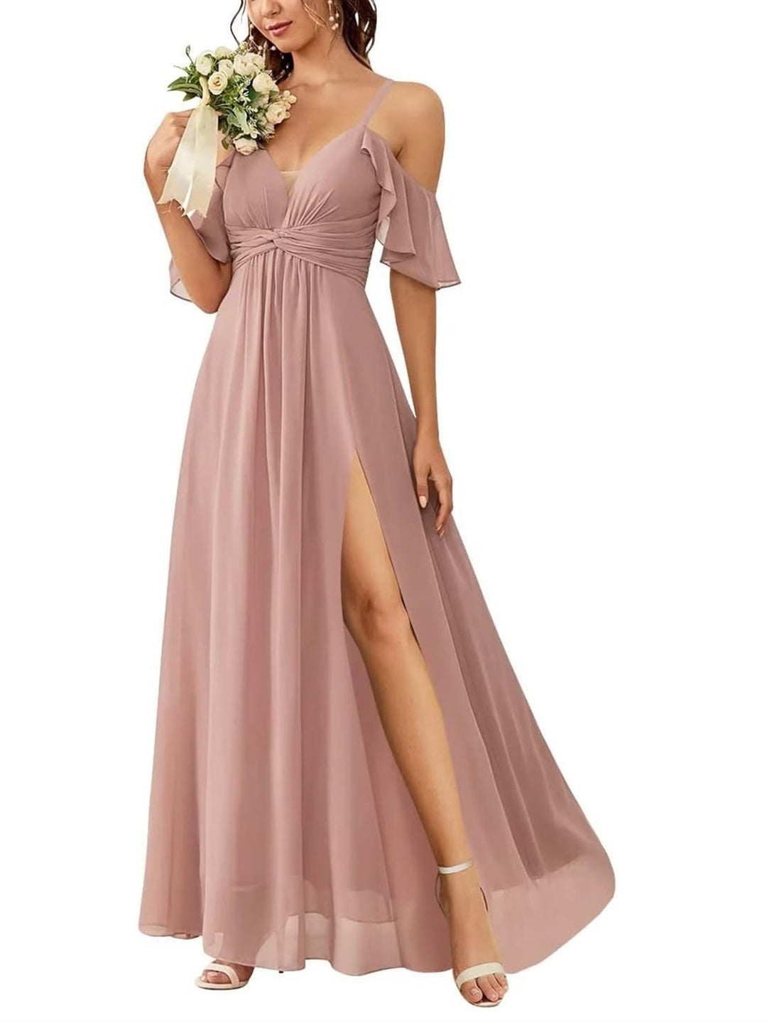 A-Line/Princess Off-the-Shoulder Floor-Length Bridesmaid Dresses with Pockets