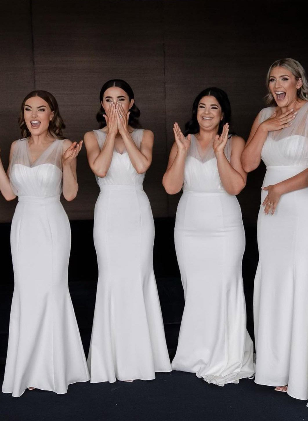 Trumpet/Mermaid V-Neck Sleeveless Sweep Train Ruched Bridesmaid Dresses with Sash