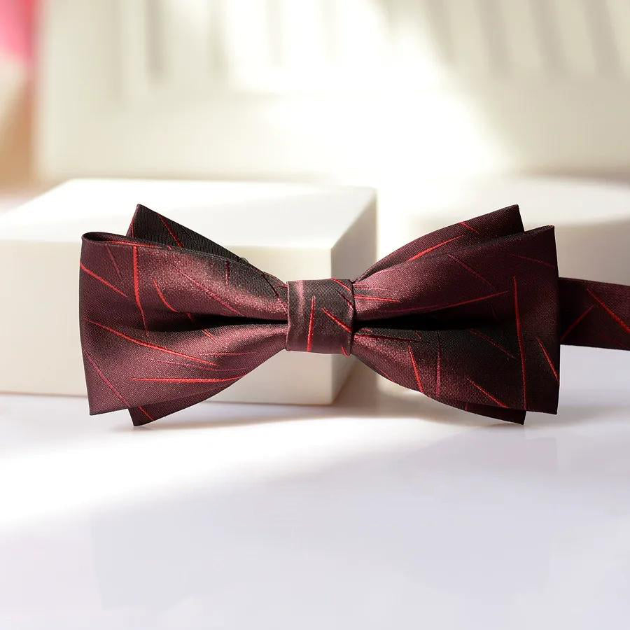 Men's Formal Bow Tie with Red Line Embellishment