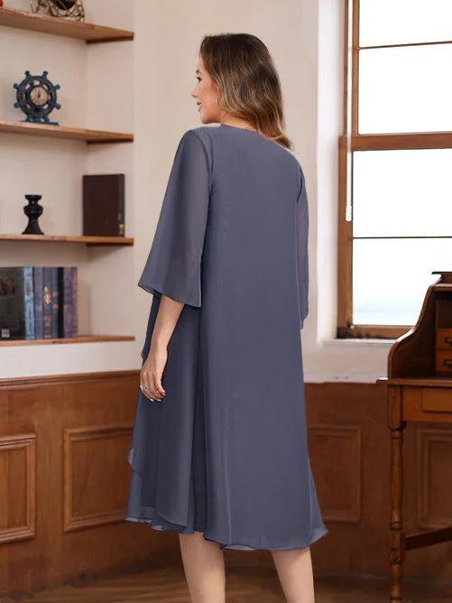 Women's Elegant Chiffon 3/4 Sleeves Asymmetrical Jackets with Ruffles