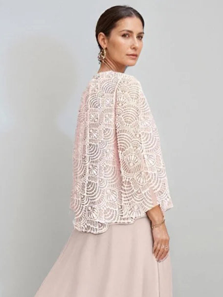 Women's 3/4 Sleeves Open-front Lace Jackets