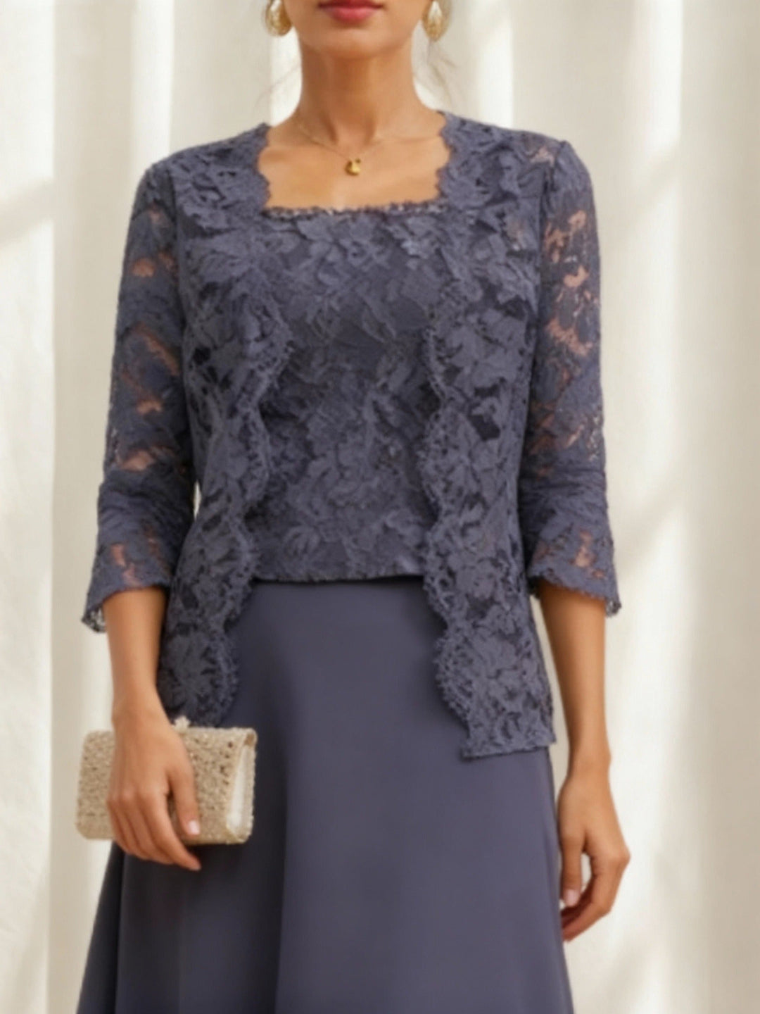 Women's Coats /Jackets 3/4 Length Sleeves Floral Lace