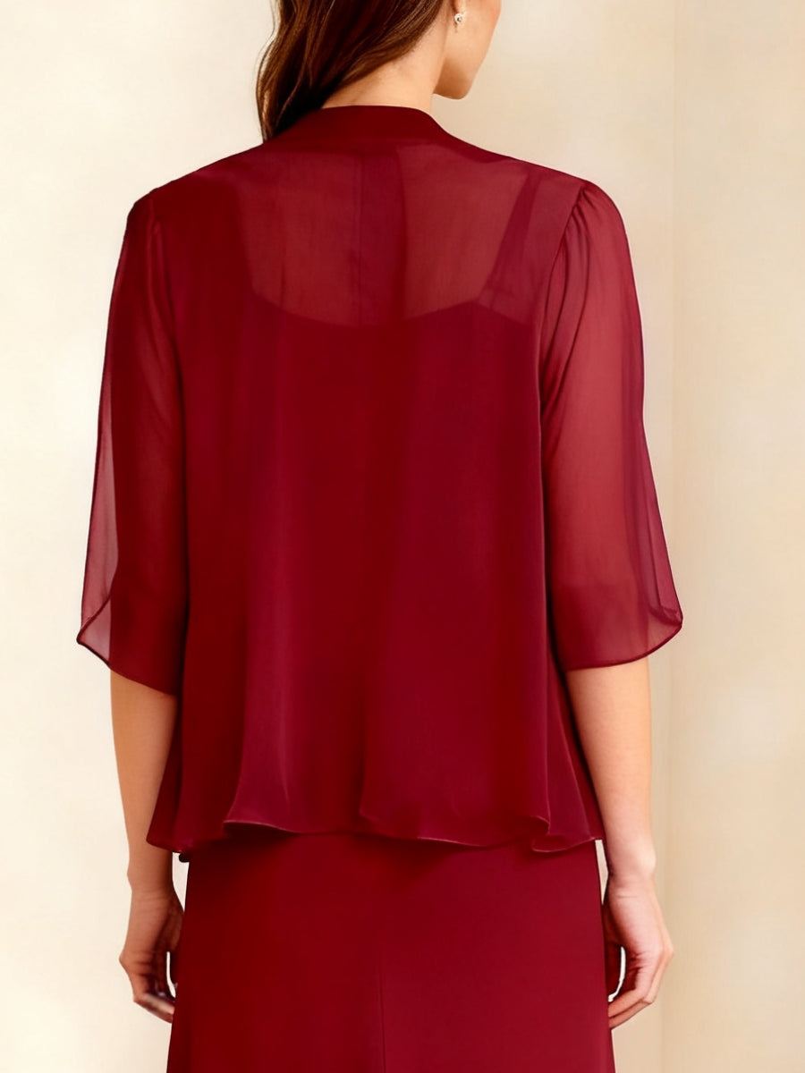 Chiffon Half Sleeves Pure Color Jacket Wraps