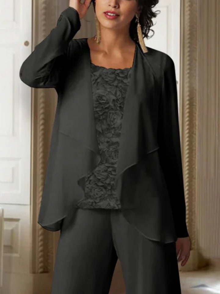 Chiffon Long Sleeves Jacket Wraps Ruffles Pure Color