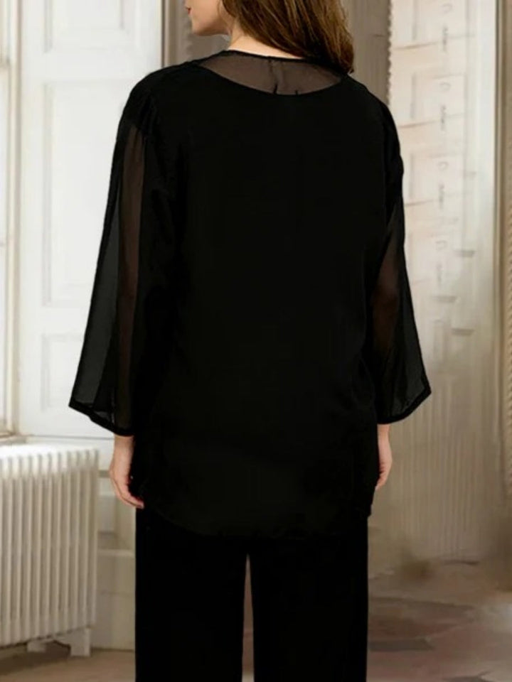 Chiffon Long Sleeves Jacket Wraps Ruffles Pure Color