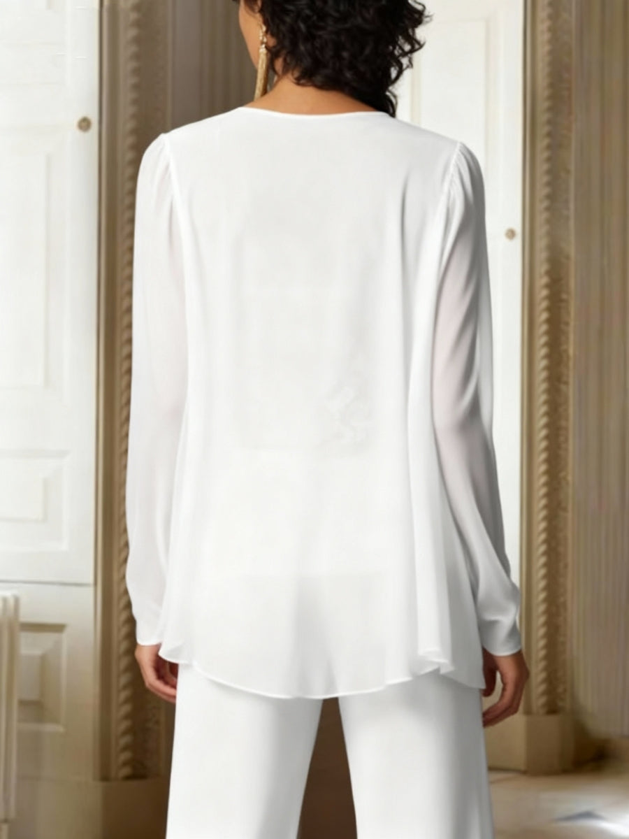 Chiffon Long Sleeves Jacket Wraps Ruffles Pure Color