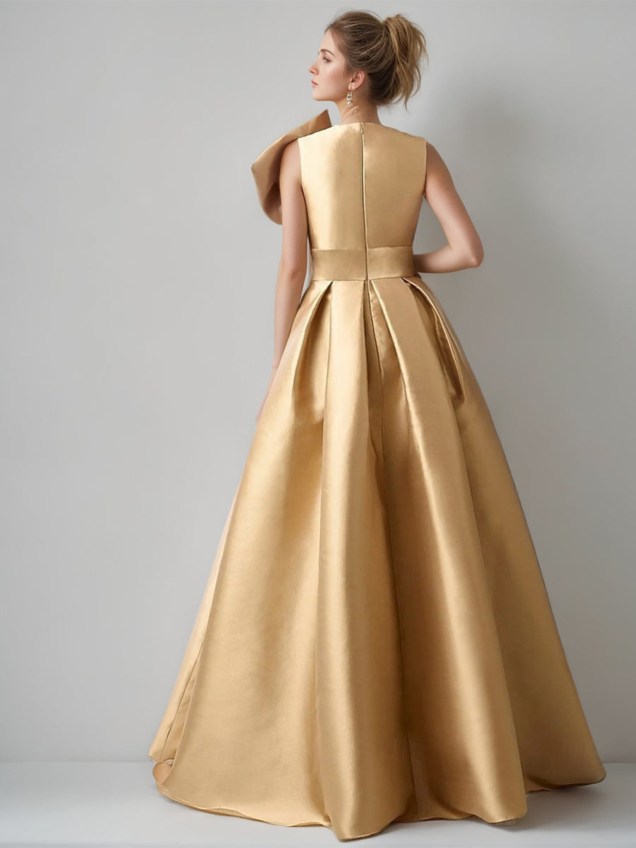 A-Line/Princess V-Neck Sleeveless High-End Evening Dresses with High Split & Beadings & Pocket