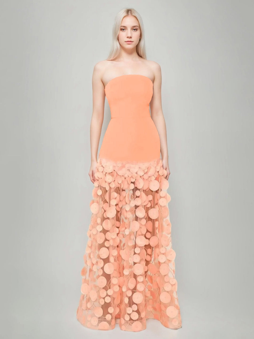 A-Line/Princess Strapless Sleeveless Floor-Length Evening Dresses with Appliques