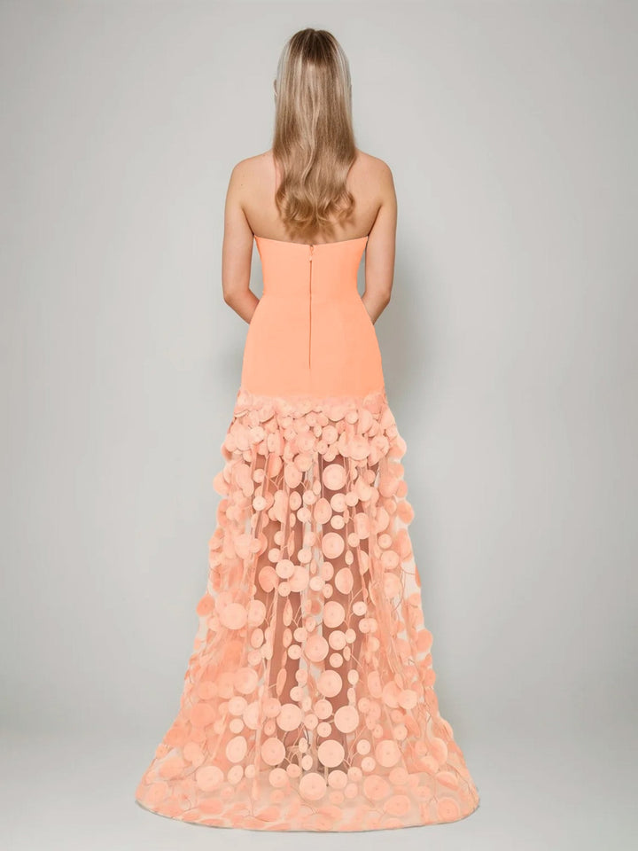 A-Line/Princess Strapless Sleeveless Floor-Length Evening Dresses with Appliques