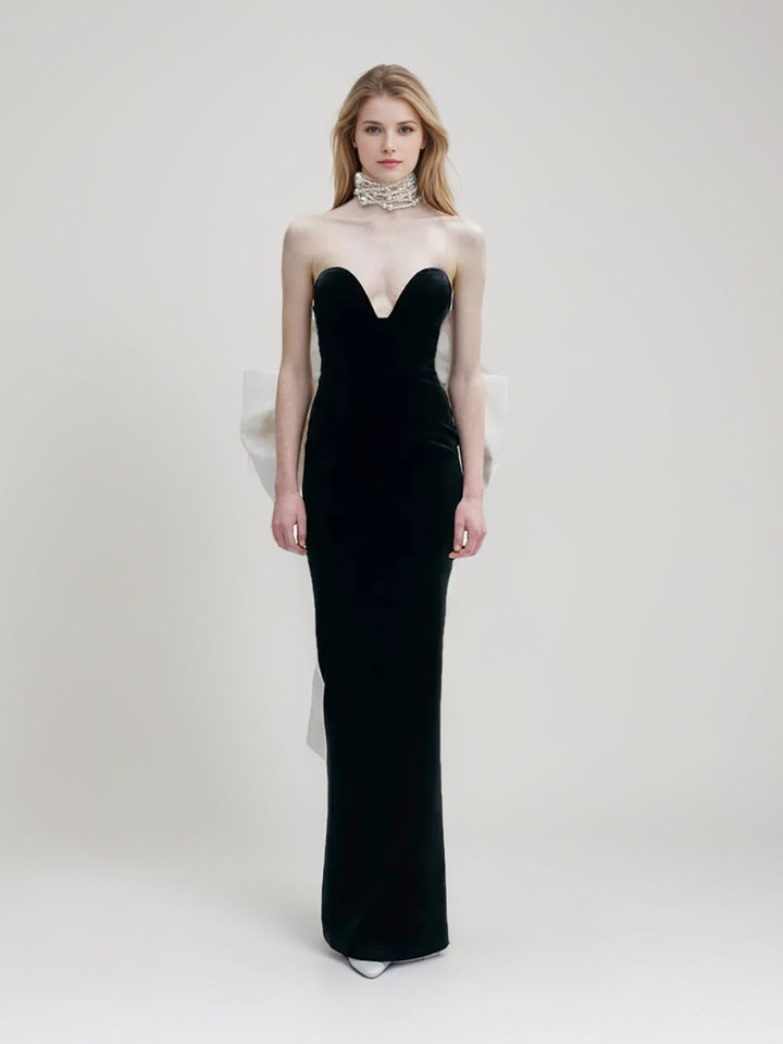 Trumpet/Mermaid Strapless Sleeveless Fashionable Long Evening Dresses with Bow Tie