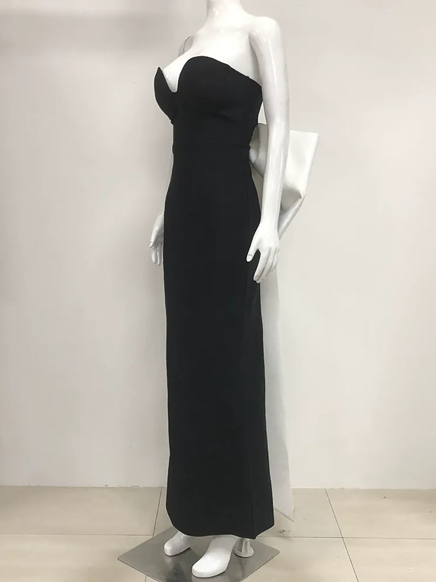 Trumpet/Mermaid Strapless Sleeveless Fashionable Long Evening Dresses with Bow Tie