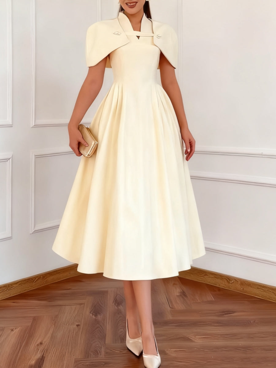 A-Line/Princess V-Neck Wedding Guest Dresses with Wrap Tea-length
