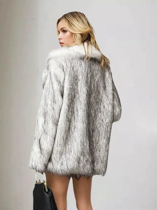Women's Mid-Length Autumn/Winter Blazer/Wraps with Faux Fur