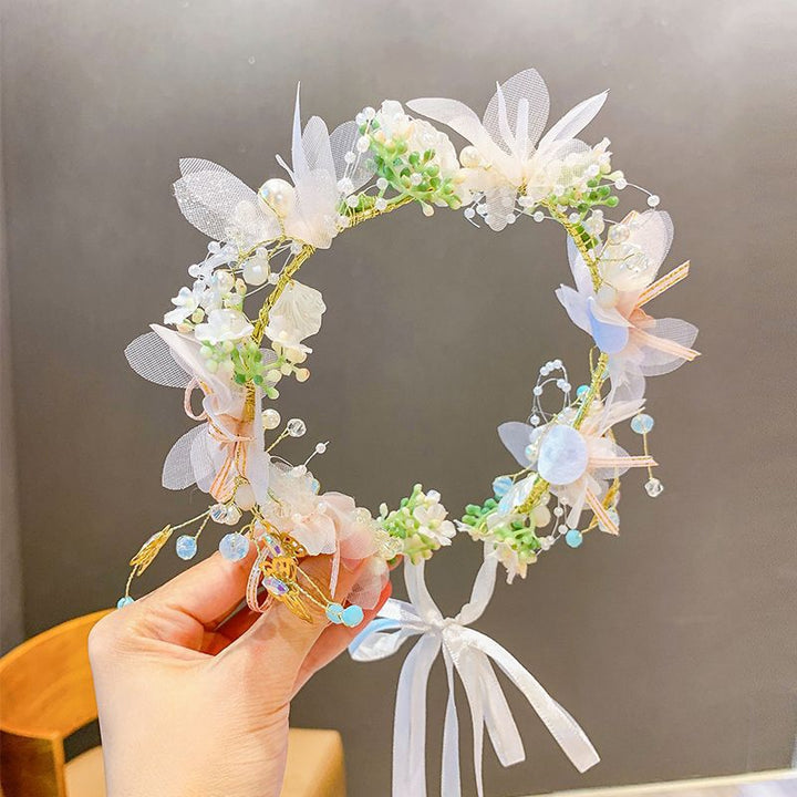 Forest Style Children's Headdress Princess Garland Pearl Butterfly Headband