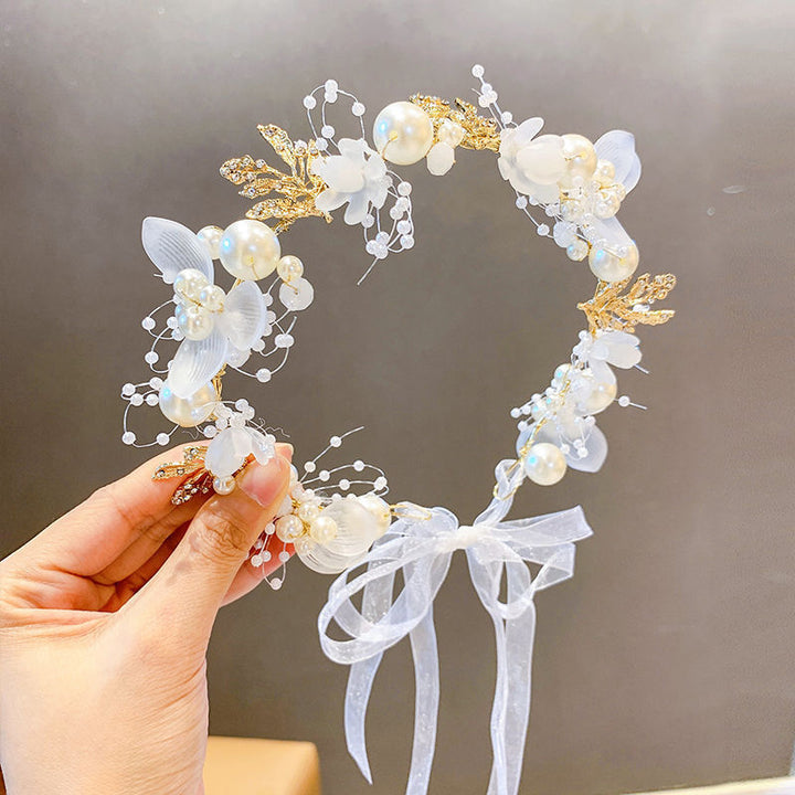 Forest Style Children's Headdress Princess Garland Pearl Butterfly Headband