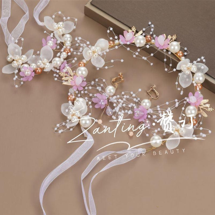 Forest Style Children's Headdress Princess Garland Pearl Butterfly Headband
