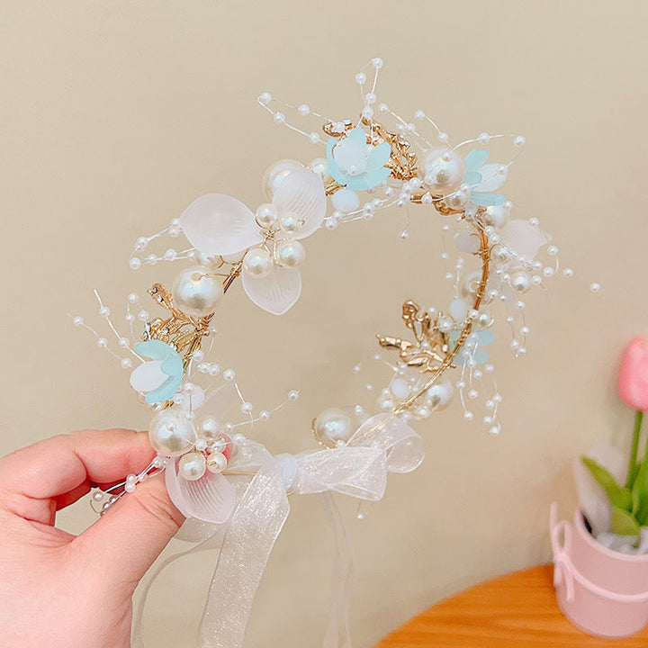 Forest Style Children's Headdress Princess Garland Pearl Butterfly Headband