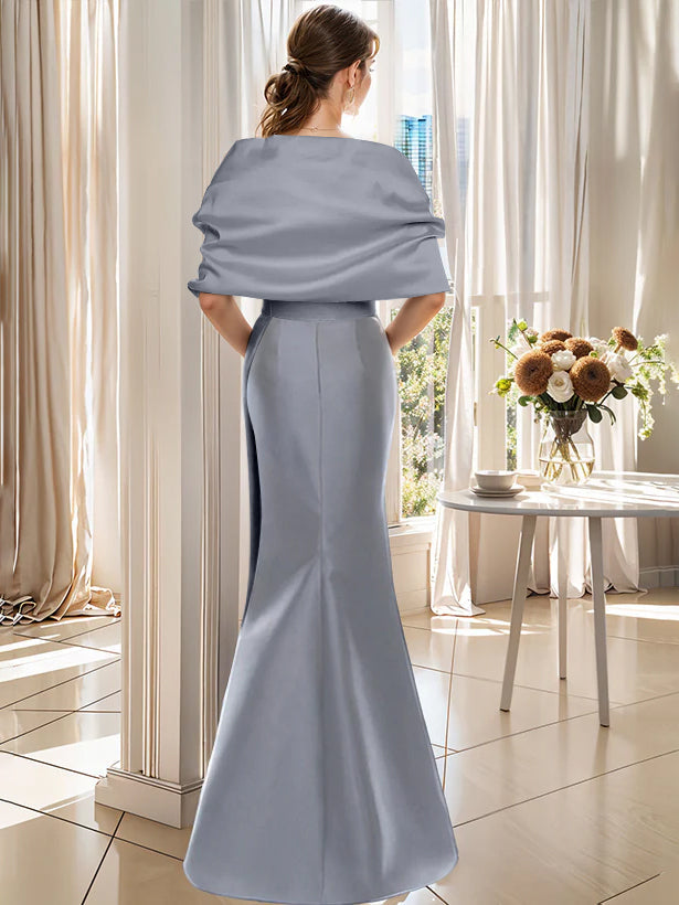 Trumpet 2 Pieces Floor-Length Plus Size Mother of the Bride  & Groom Dresses with Wrap